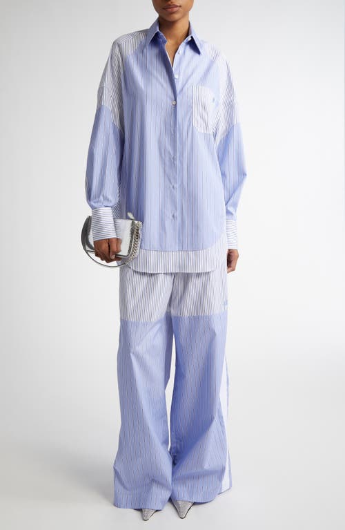 Shop Stella Mccartney Mixed Stripe Button-up Shirt In Multicolor Blue