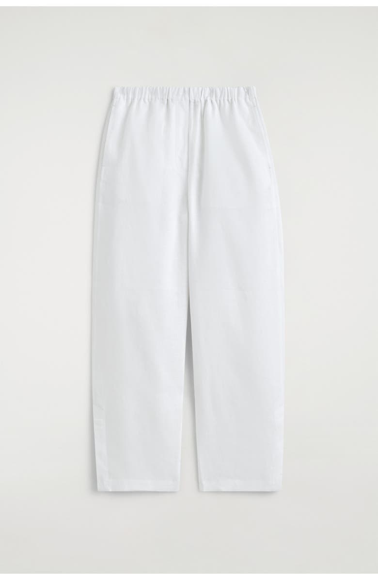 COS Elasticated Linen Barrel-Leg Pants, Alternate, color, White