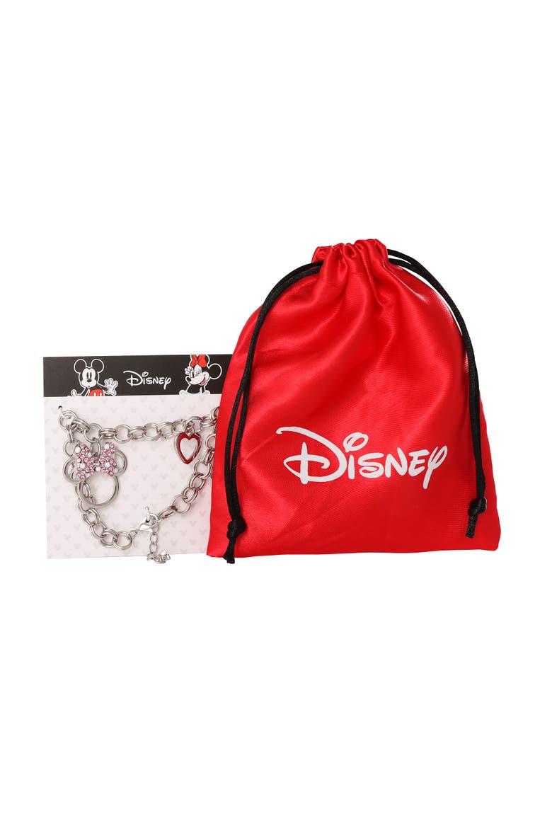 Minnie Mouse Bow Charm Bracelet, 7 +1'' Chain, Alternate, color, Silver