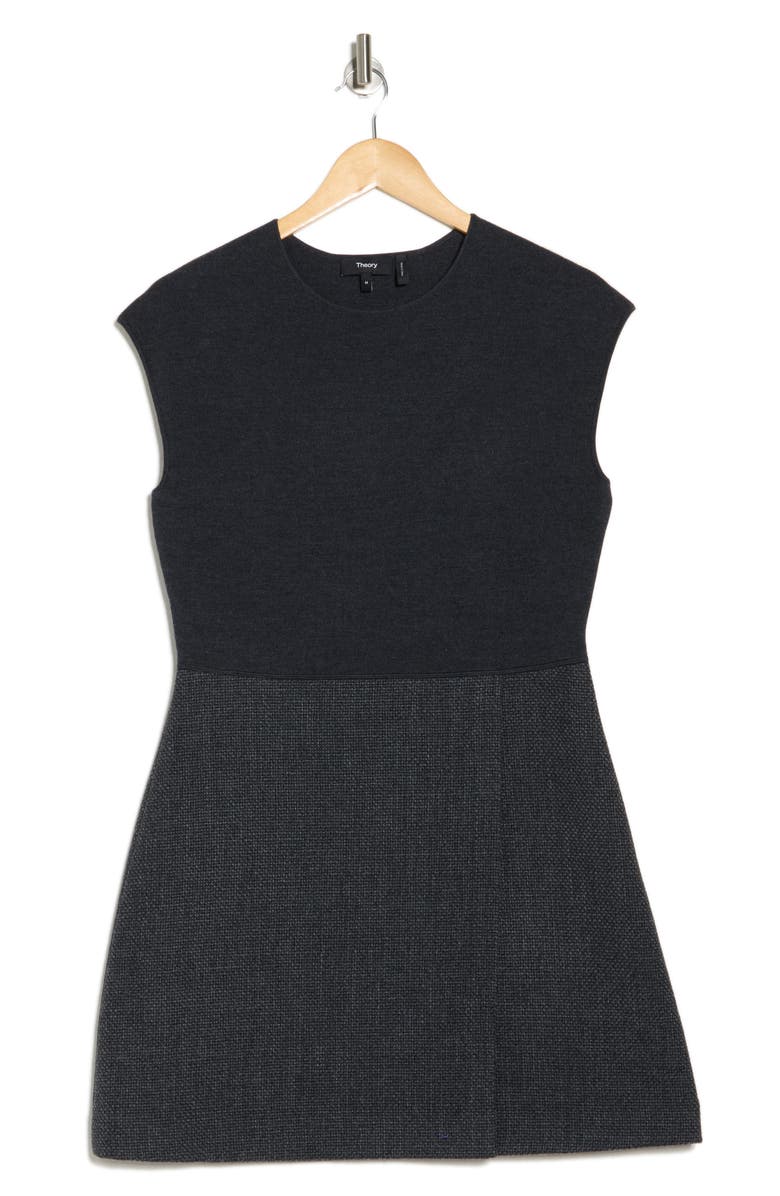 Theory Cap Sleeve Wool Blend Minidress, Alternate, color,