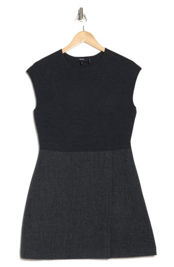 THEORY THEORY CAP SLEEVE WOOL BLEND MINIDRESS