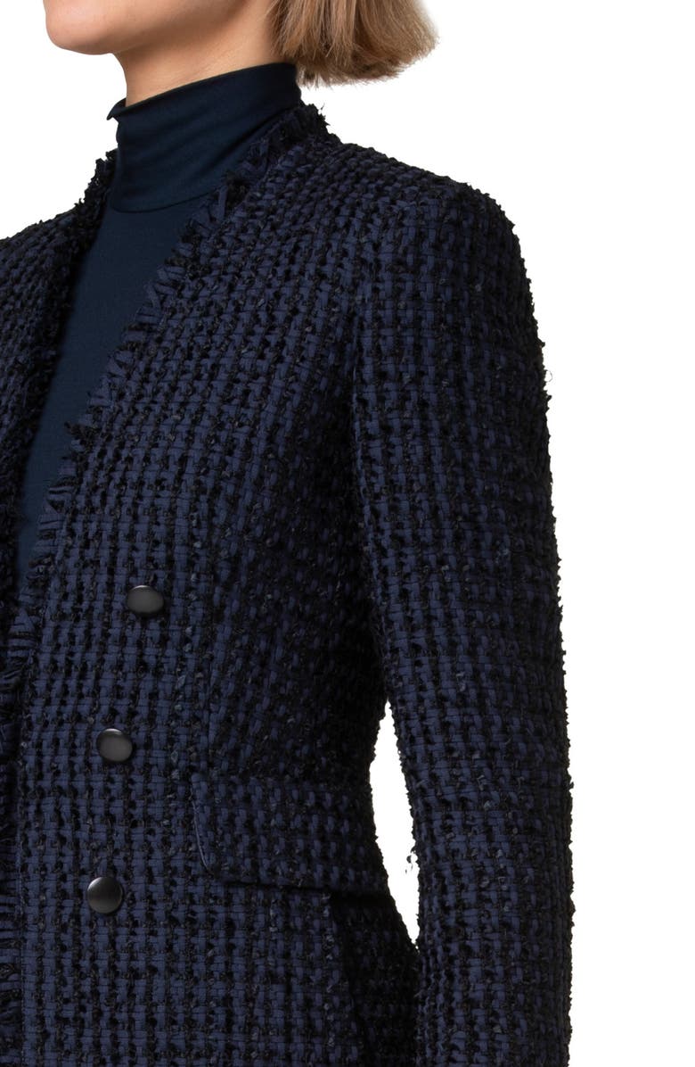 Akris punto Double Breasted Open Front Tweed Jacket, Alternate, color, 