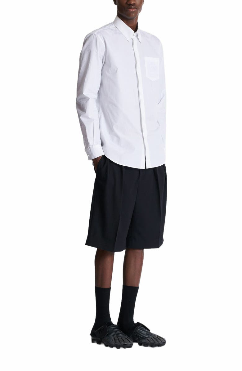 Balmain Écusson Embroidered Poplin Shirt, Main, color, White