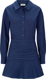 STAUD Indya Long Sleeve Stretch Cotton Mini Shirtdress
