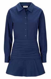 Indya Long Sleeve Stretch Cotton Mini Shirtdress