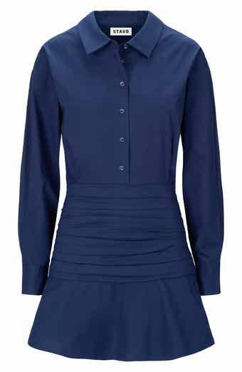 Indya Long Sleeve Stretch Cotton Mini Shirtdress