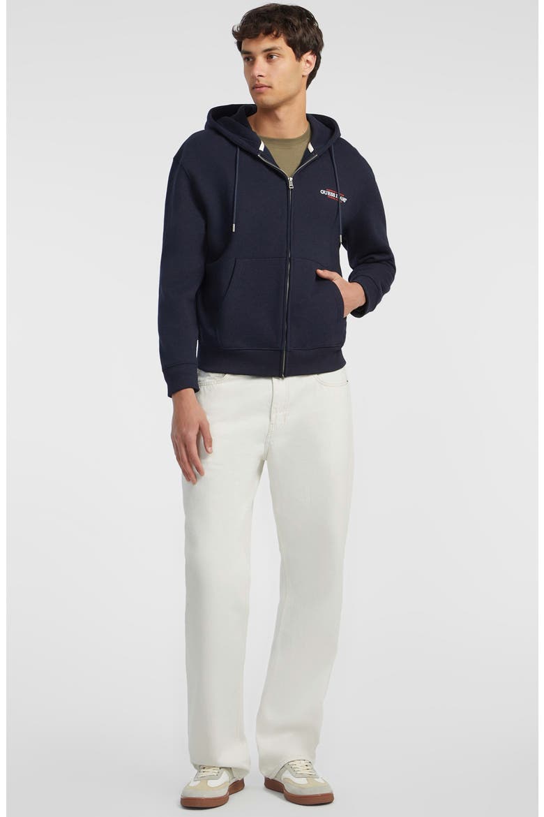 Regular Fit Embroidered Logo Zip Hoodie, Alternate, color, NAVY