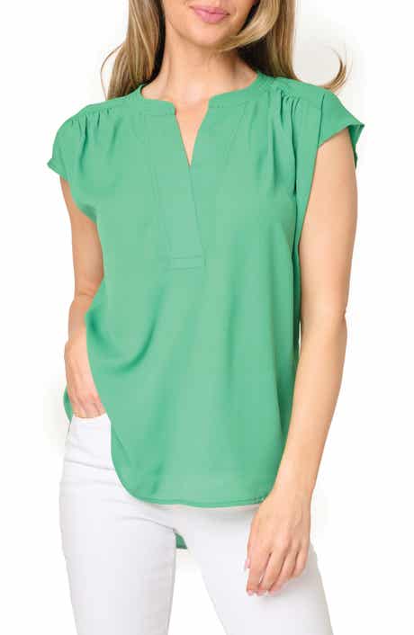 Floral Print Split Neck Top