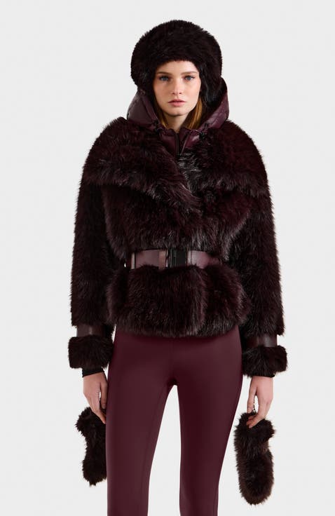 Chloe Faux Fur Jacket with Puffer Hood