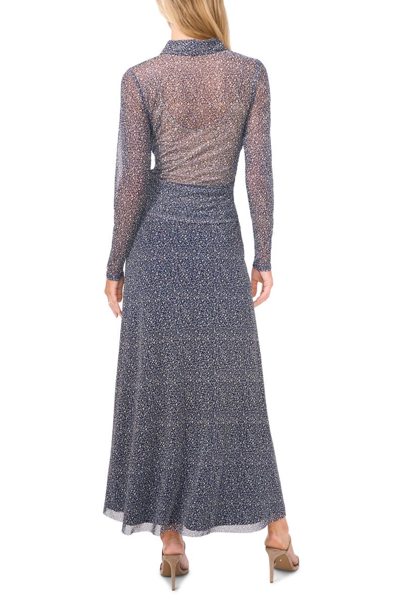 Halogen<sup>®</sup> Print Mesh Button-Up Shirt, Alternate, color, Navy Blue