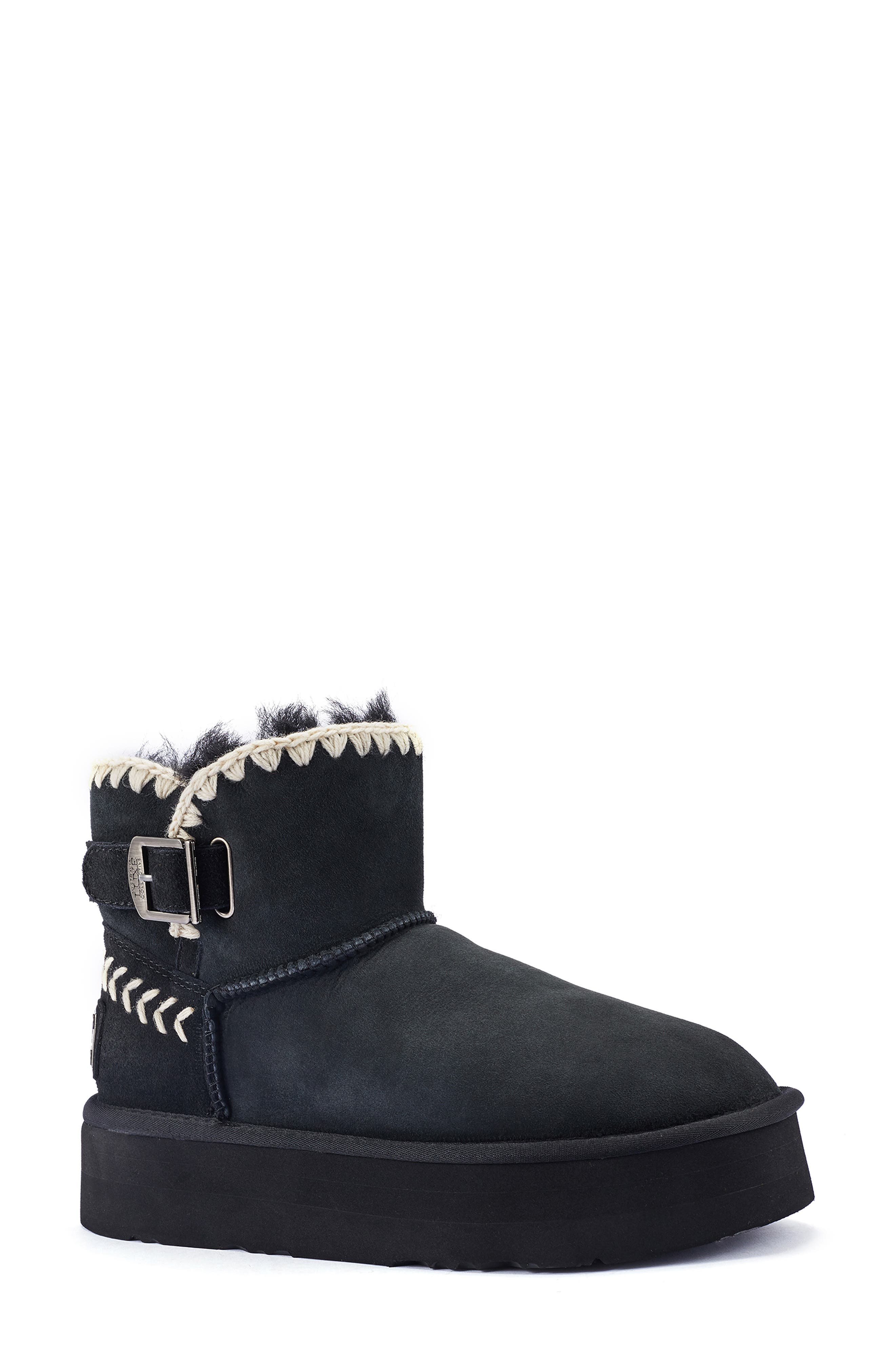 Genuine Shearling Platform Ankle Boot
