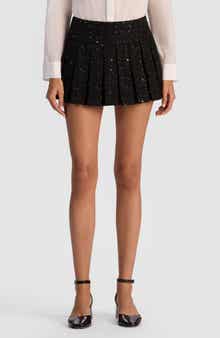 Alice + Olivia Emilie Pleated Velvet Miniskort