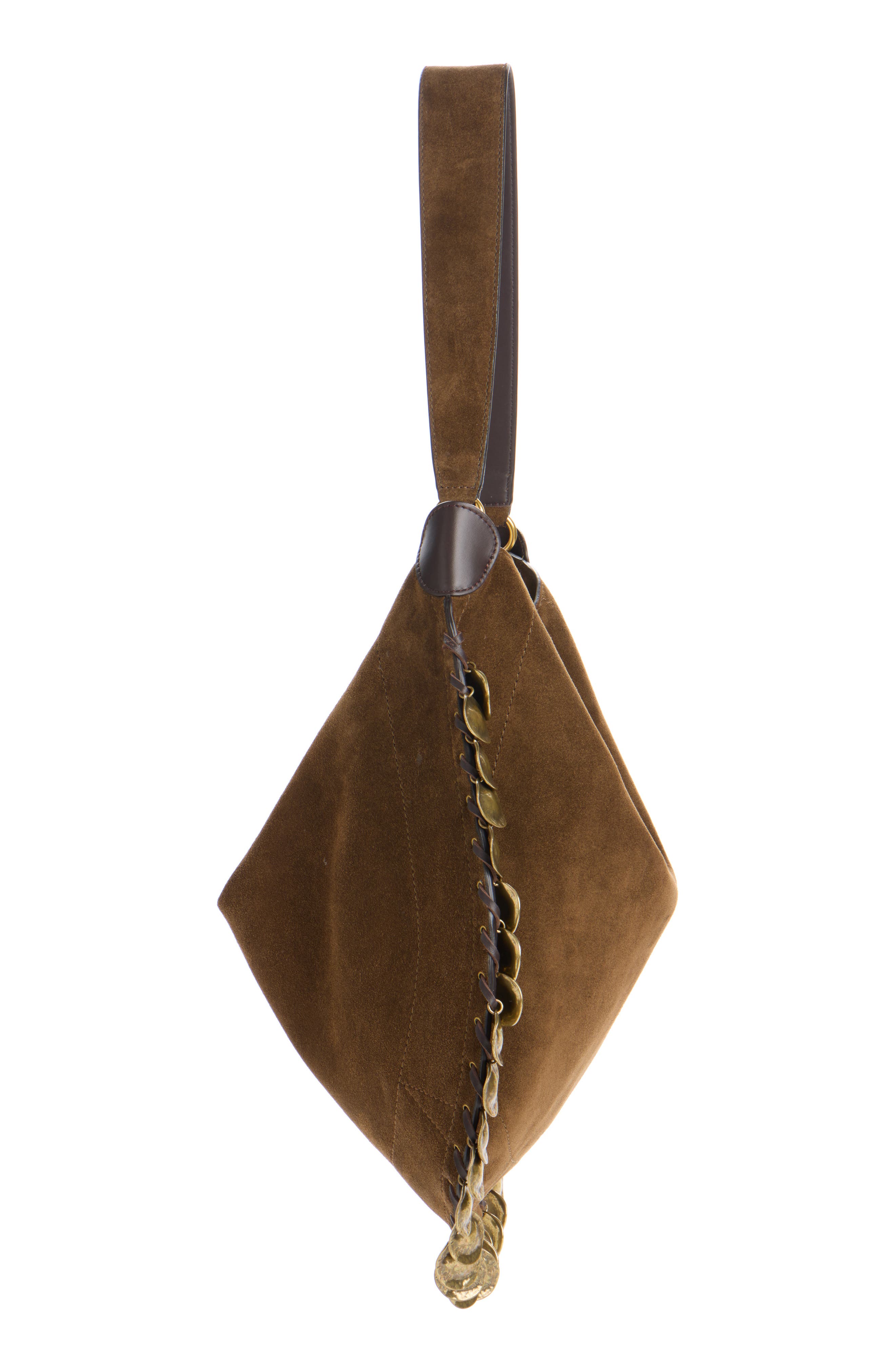 Isabel Marant Oskan Soft Medallion Suede Hobo Bag, Alternate, color, Bronze