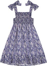 Busy Bees India Shoulder Tie Sundress Navy Floral