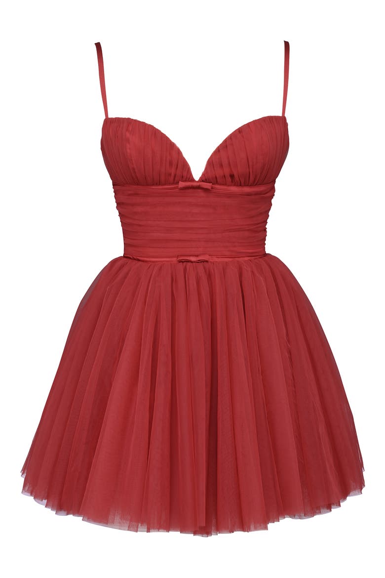 Princess Tulle Cocktail Minidress, Alternate, color, HAUTE RED