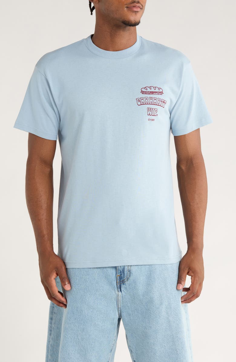 Carhartt Work In Progress Sandwich Organic Cotton Graphic T-Shirt, Main, color, Blue Fog