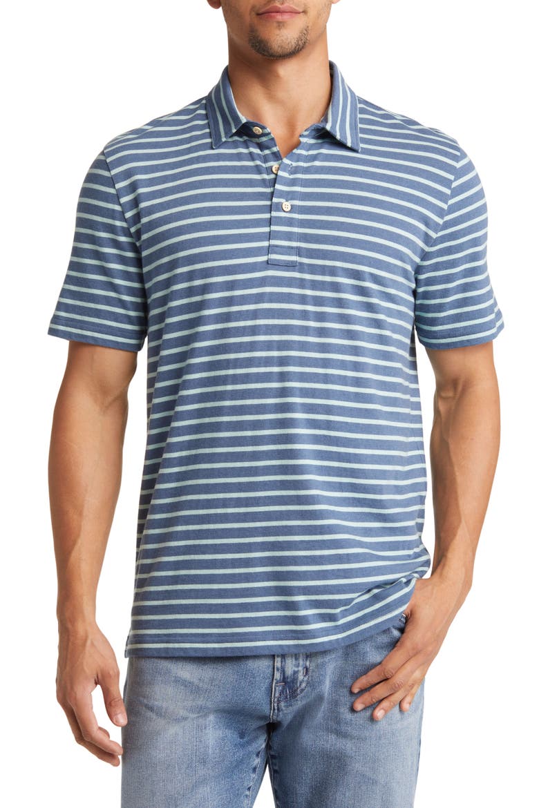 Retreat Stripe Polo, Main, color, BLUE TEAL STRIPE