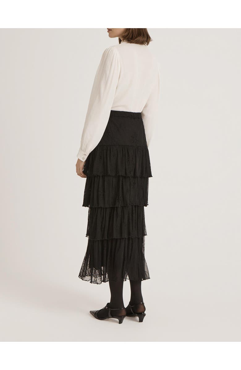 Finery London Elisa Mesh Midi Tiered Skirt, Alternate, color, Black