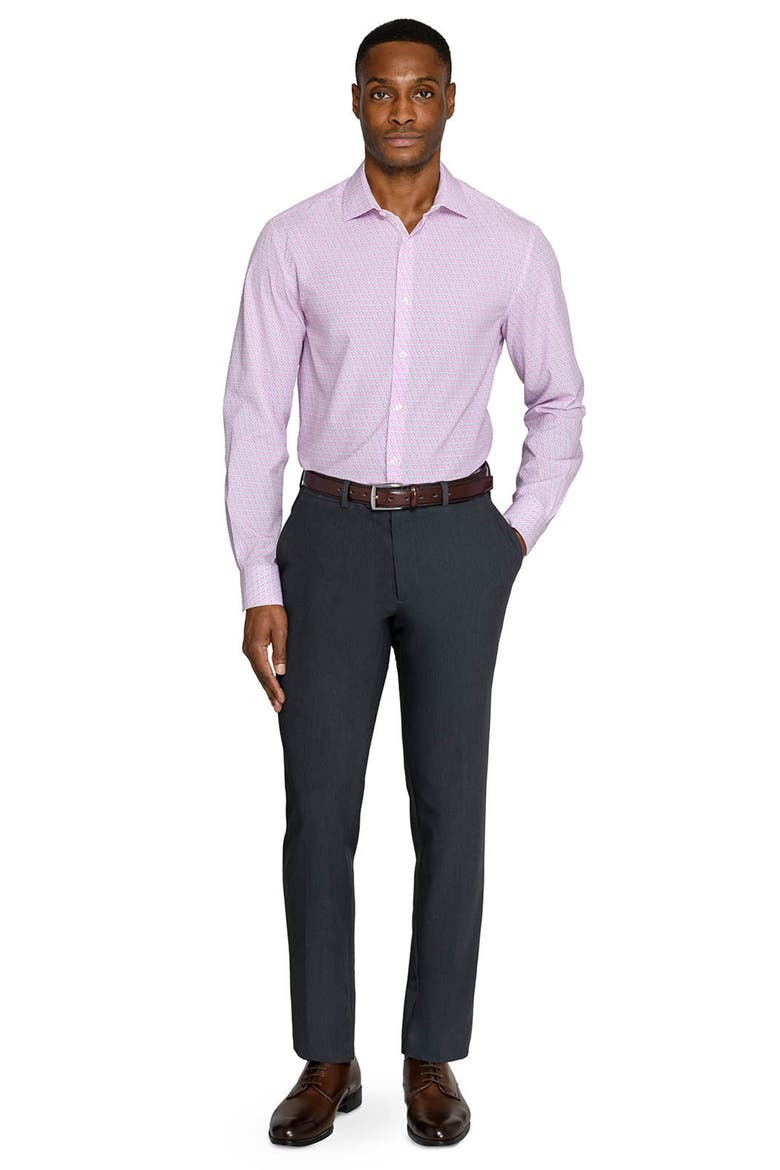 Faint Floral Performance Dress Shirt, Alternate, color, WHITE/ PINK