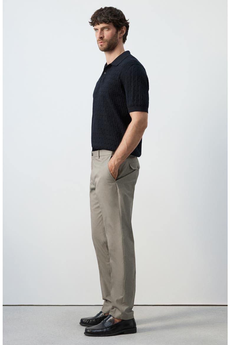 Slim Fit Flat Front Cotton Twill Pants, Alternate, color, BEIGE