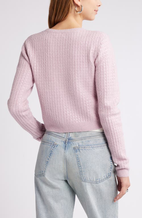 Open Edit Sequin Crewneck Sweater In Purple Dawn