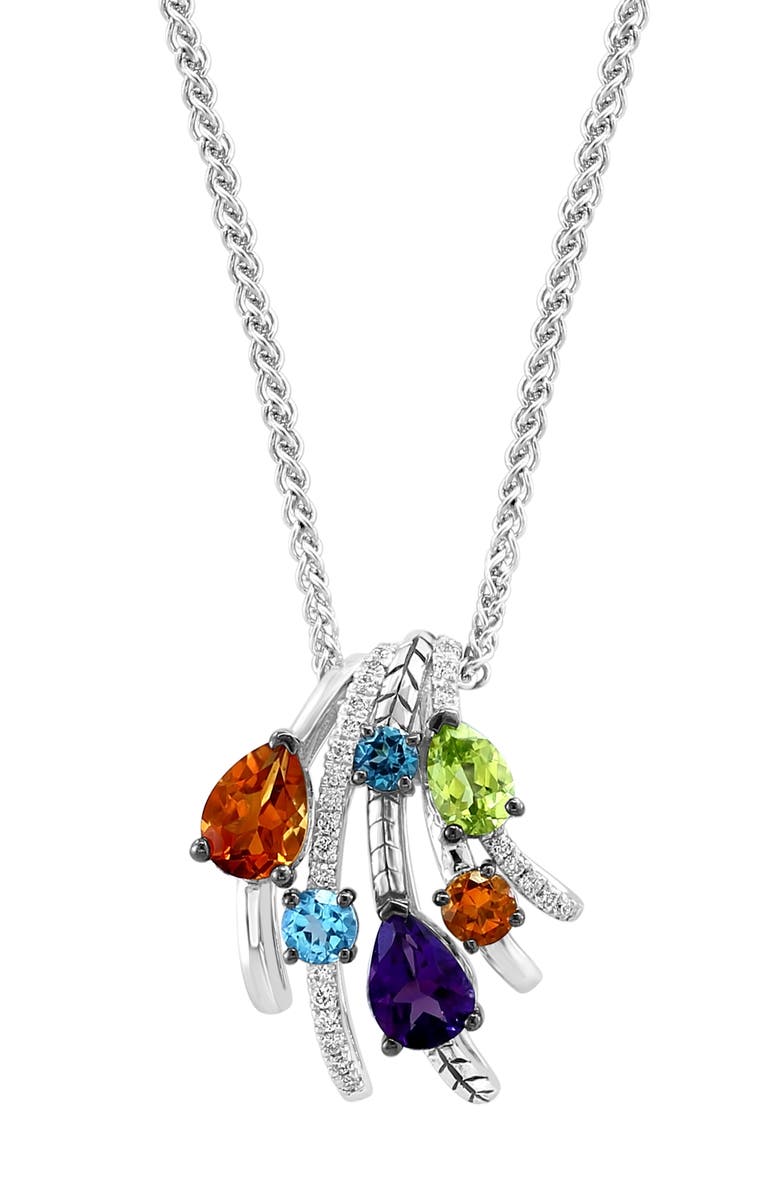 EFFY Sterling Silver Diamond & Gemstone Pendant Necklace, Main, color, 