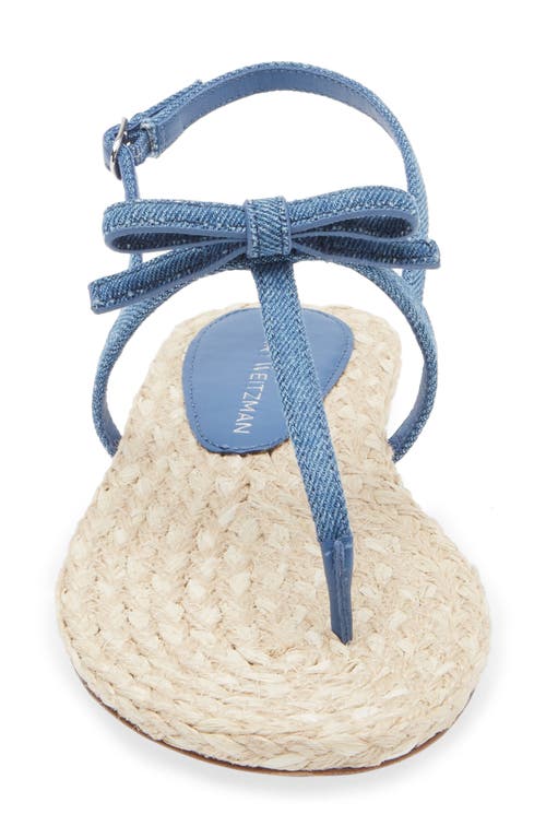 Stuart Weitzman Felicity Denim Bow T-strap Sandals In Washed/natural