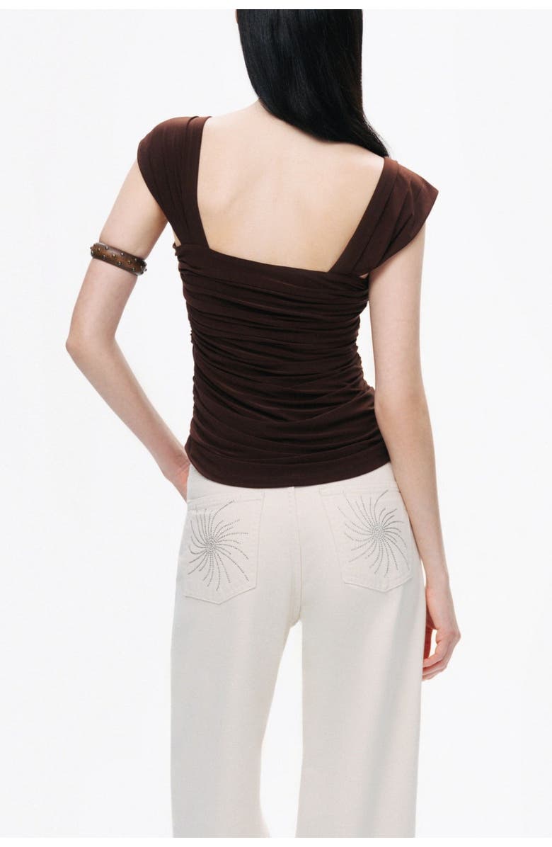 Nocturne Thick Strap Draped Detail Blouse, Alternate, color, 