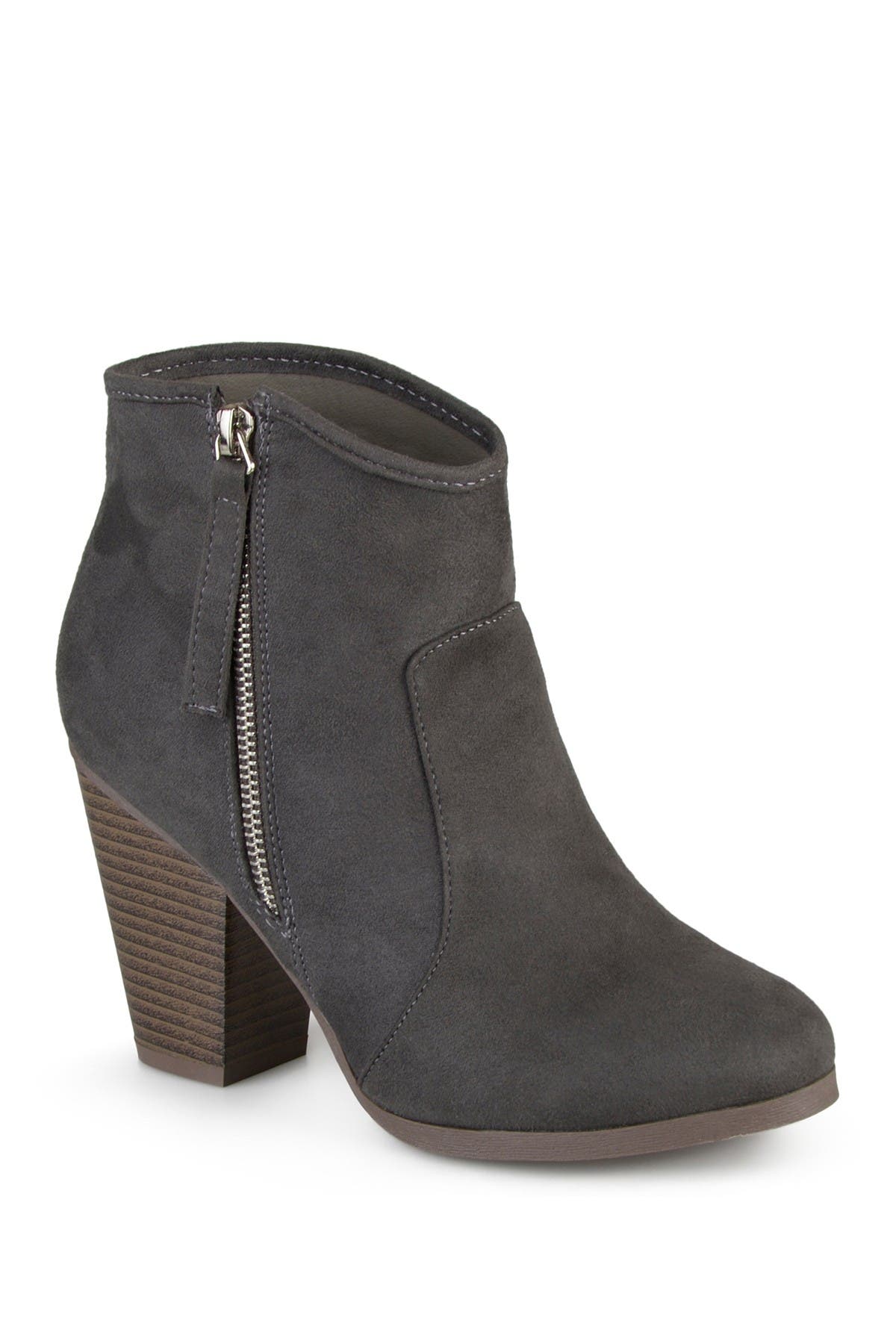 Journee Collection Link Round Toe Bootie, Main, color, Charcoal