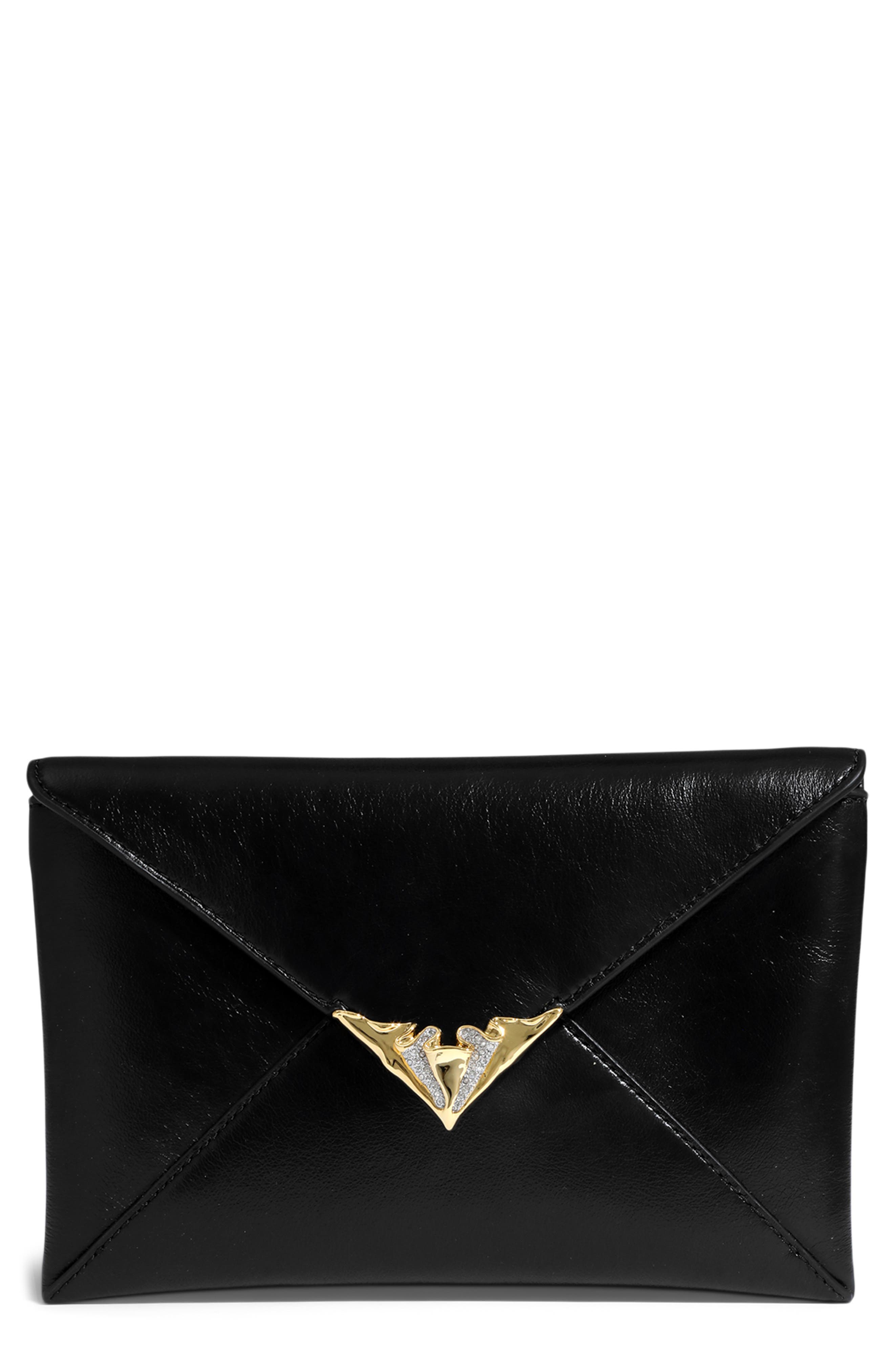Alexis Bittar Envelope Clutch Bag, Main, color, Black