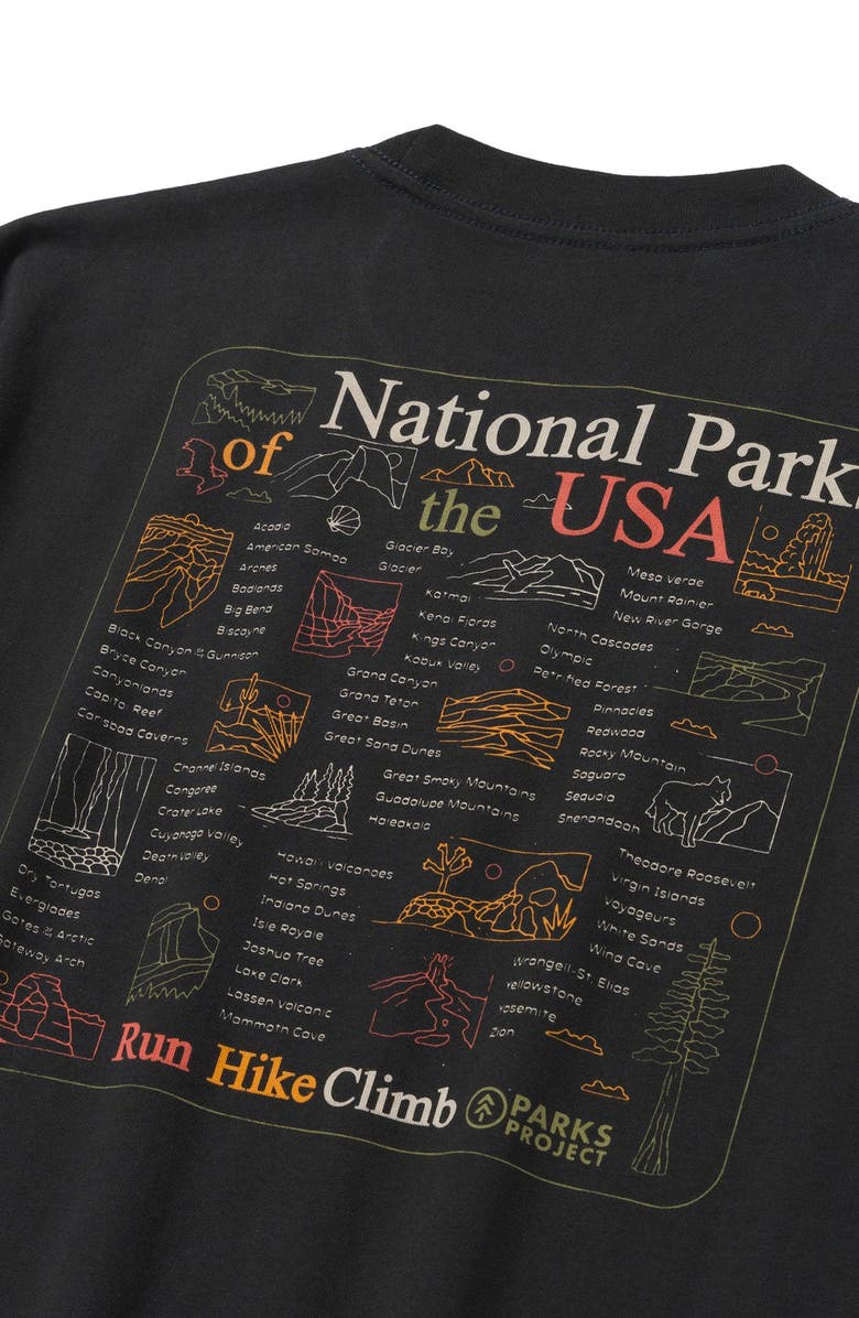 Parks Project National Parks Outline Checklist Tee, Alternate, color, Vintage Black