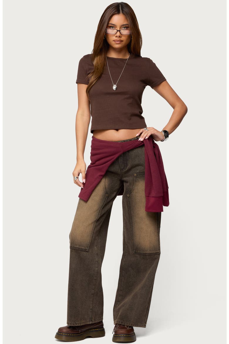Nikkey Crop Cotton Blend T-Shirt, Alternate, color, BROWN