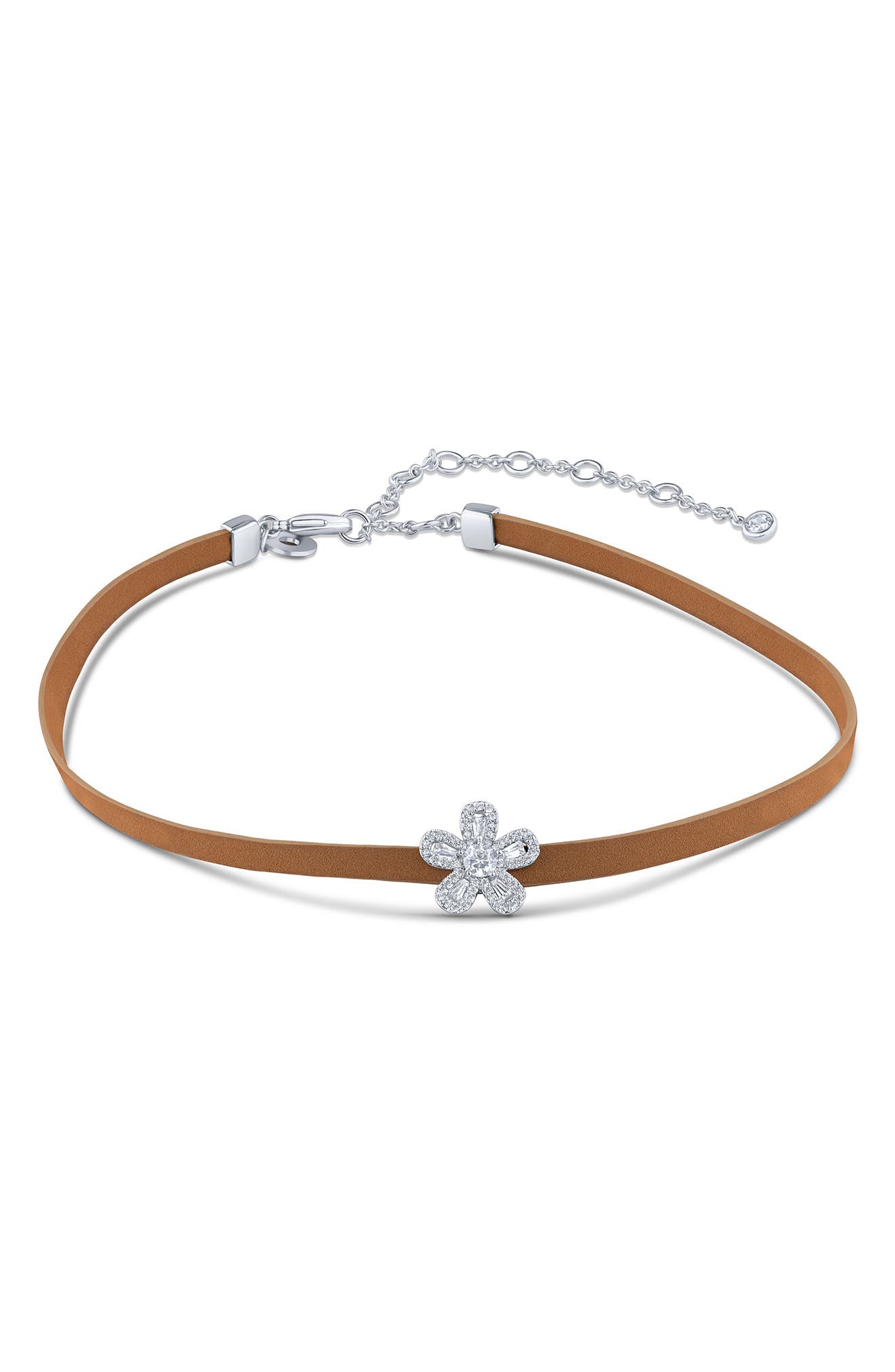 CZ by Kenneth Jay Lane Cubic Zirconia Pavé Flower Choker Necklace