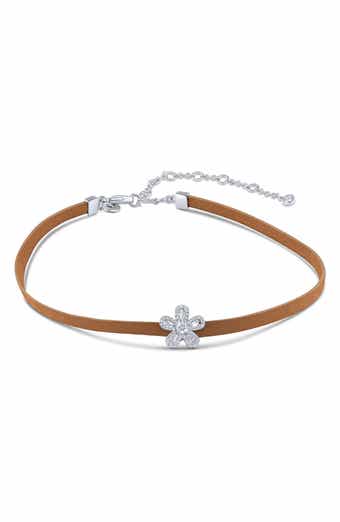 Cubic Zirconia Pavé Flower Choker Necklace