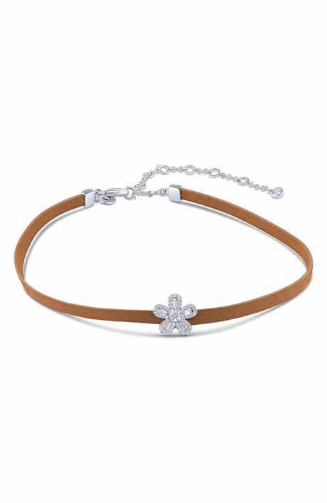 CZ by Kenneth Jay Lane Cubic Zirconia Pavé Flower Choker Necklace