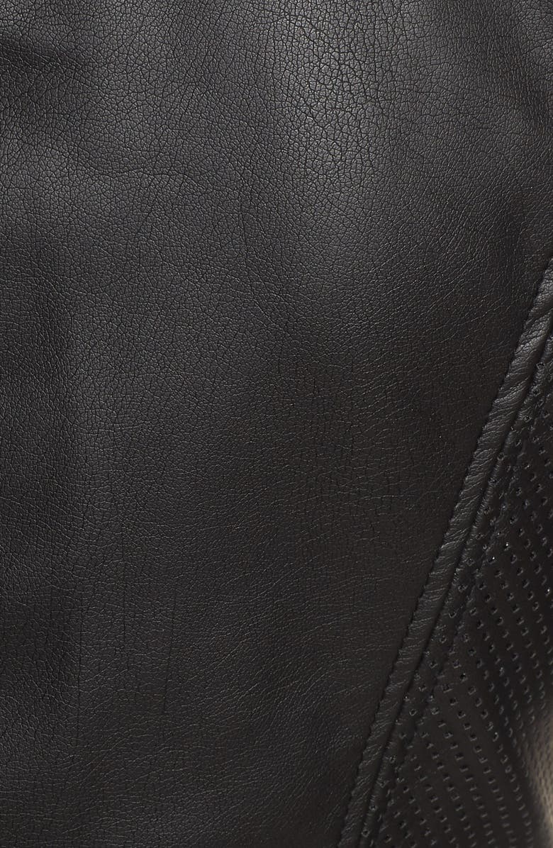 GUESS Perforated Peplum Hem Faux Leather Jacket, Alternate, color,