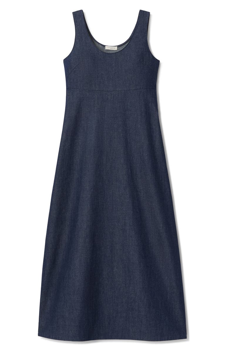 Lafayette 148 New York Lightweight Denim Cocoon Maxi Dress, Alternate, color, Indigo