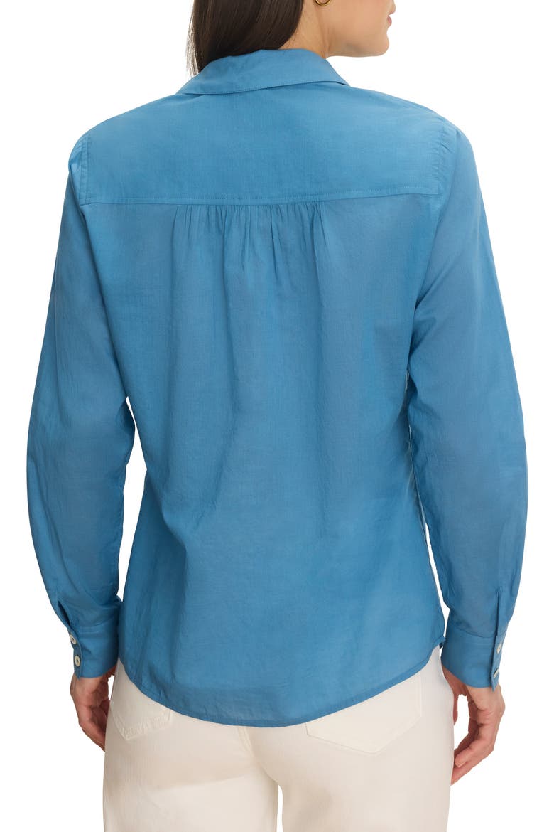 Beaded Floral Appliqué Button-Up Top, Alternate, color, BLUE CHILL