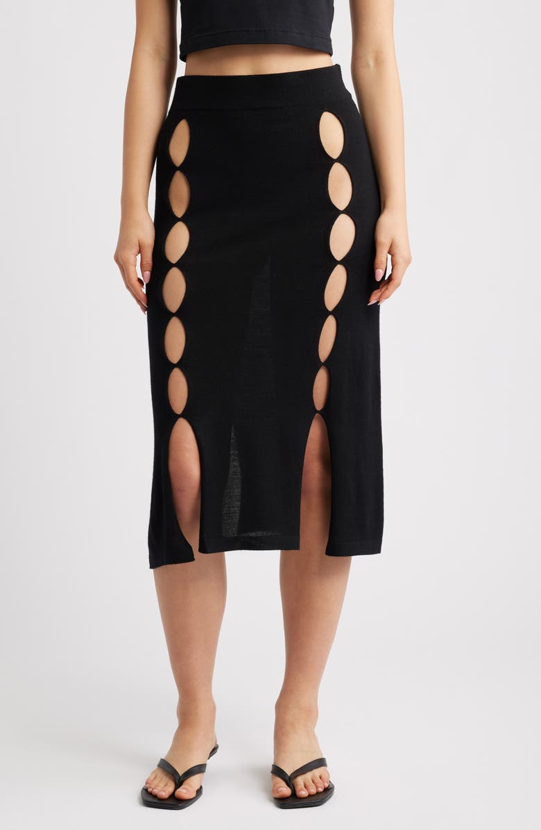 EMILY DAWN LONG River Wool Skirt, Main, color, Black