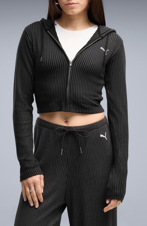Essentials Ribbed Full Zip Hoodie
