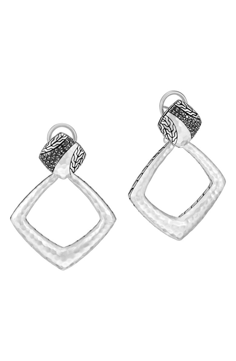 John Hardy Classic Chain Hammered Silver Square Drop Back Earrings, Main, color, 