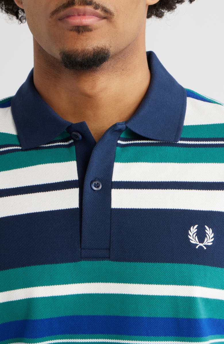 Fred Perry Relaxed Stripe Cotton Piqué Polo, Alternate, color, Deep Mint
