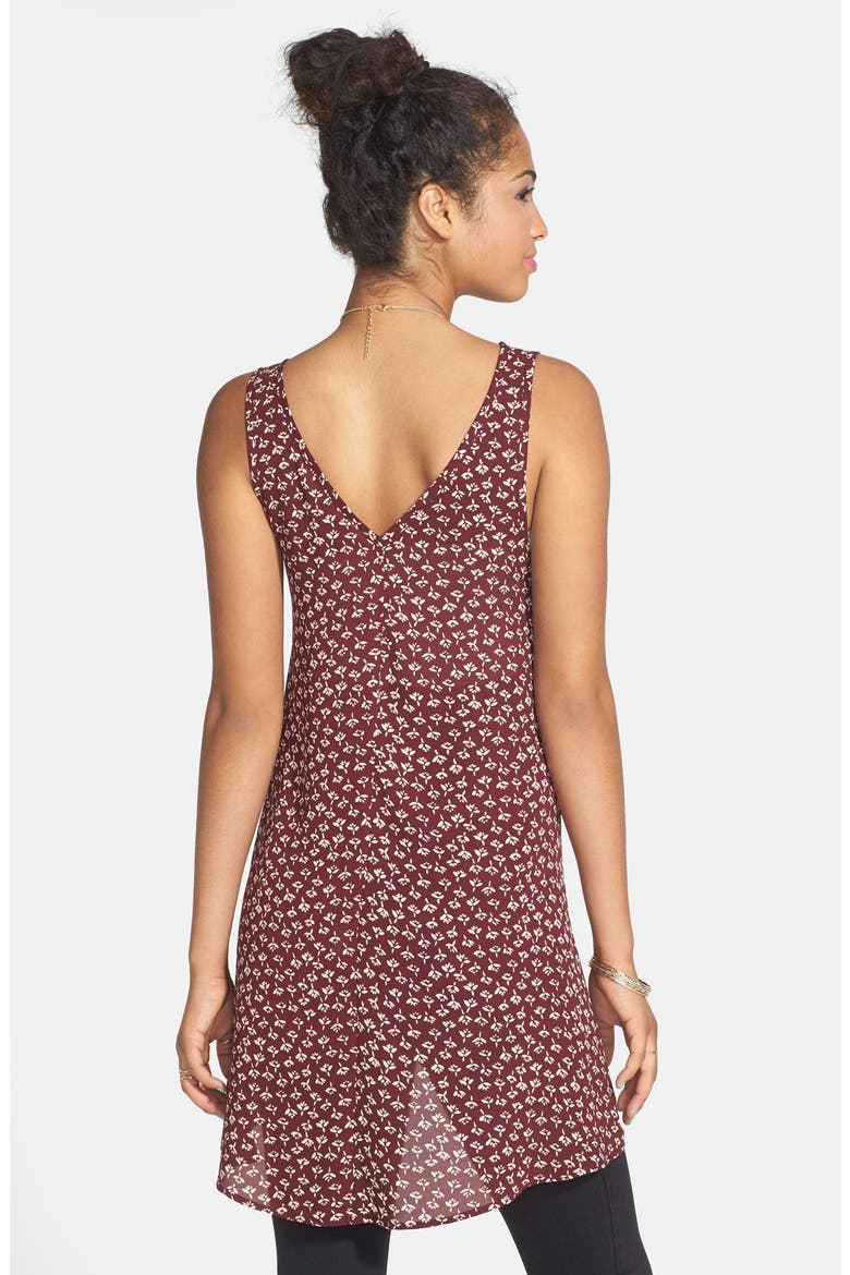 Chiffon High/Low Tunic Tank, Alternate, color, DARK ROSE PRINT
