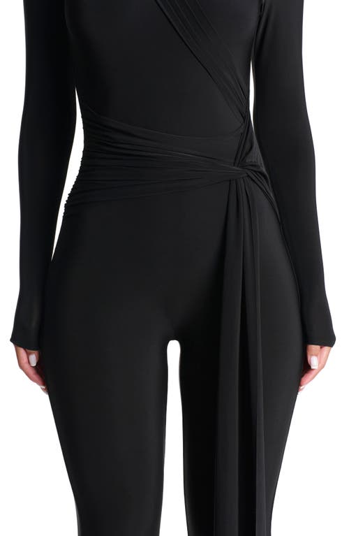NAKED WARDROBE NAKED WARDROBE HOURGLASS TIE WAIST LONG SLEEVE JUMPSUIT