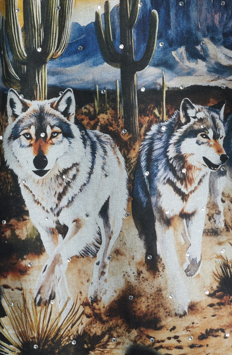 MEMORY LANE Running Wolves Crystal Embellished Graphic T-Shirt, Alternate, color, Vintage Black