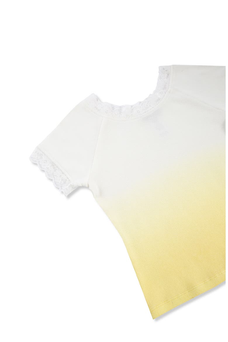 Kids' Dip Dye Lace Accent Cotton T-Shirt, Alternate, color, YELLOW