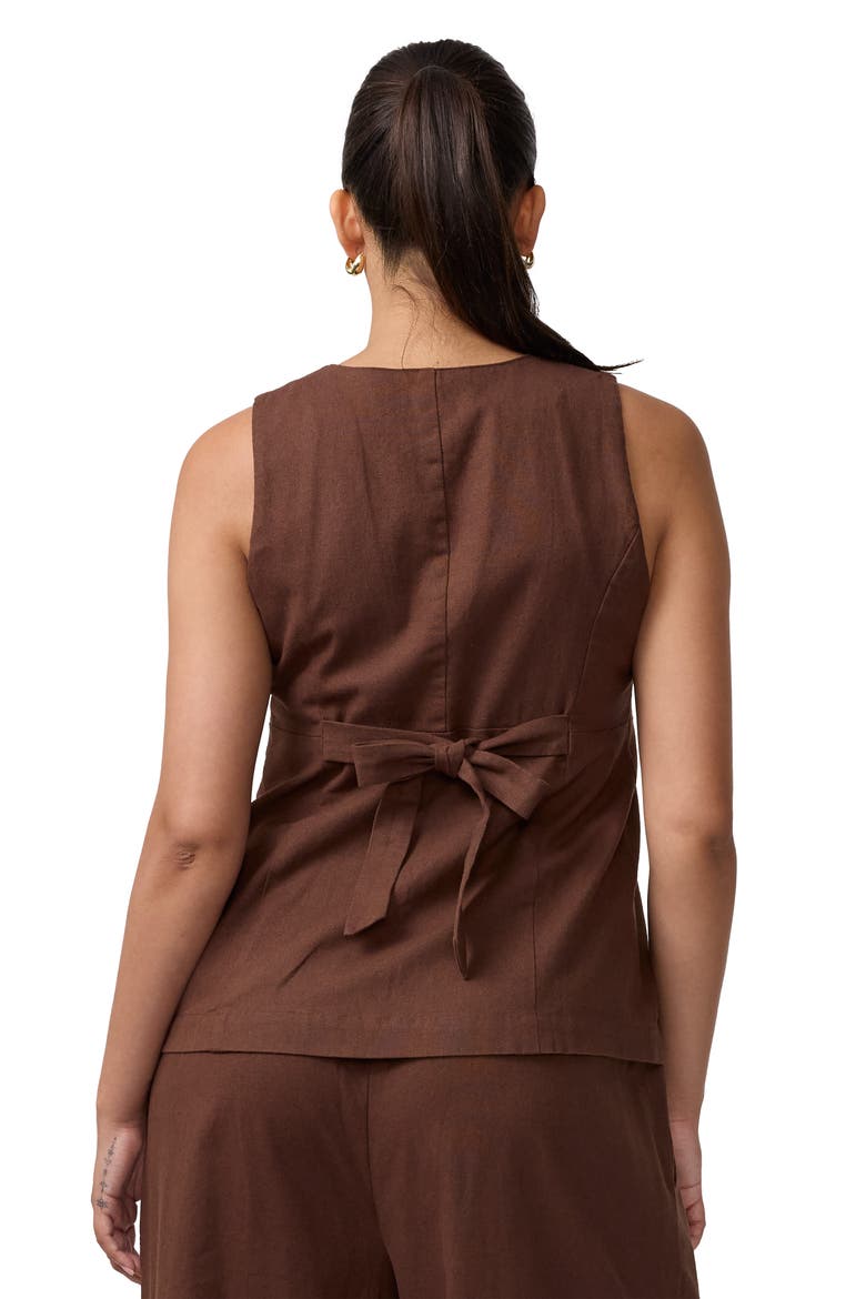 Linen Fashion Vest, Alternate, color, Dark Brown