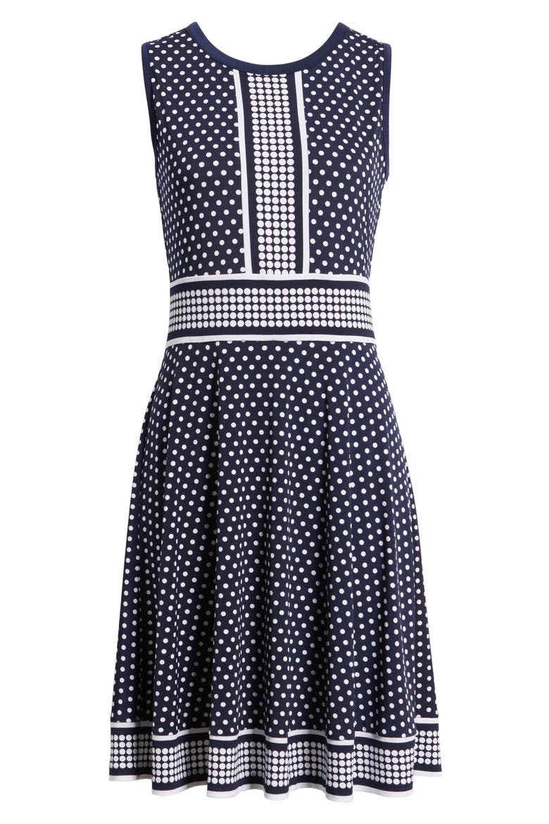 Simple Dot Border Dress, Alternate, color, TRUE NAVY/ WHITE