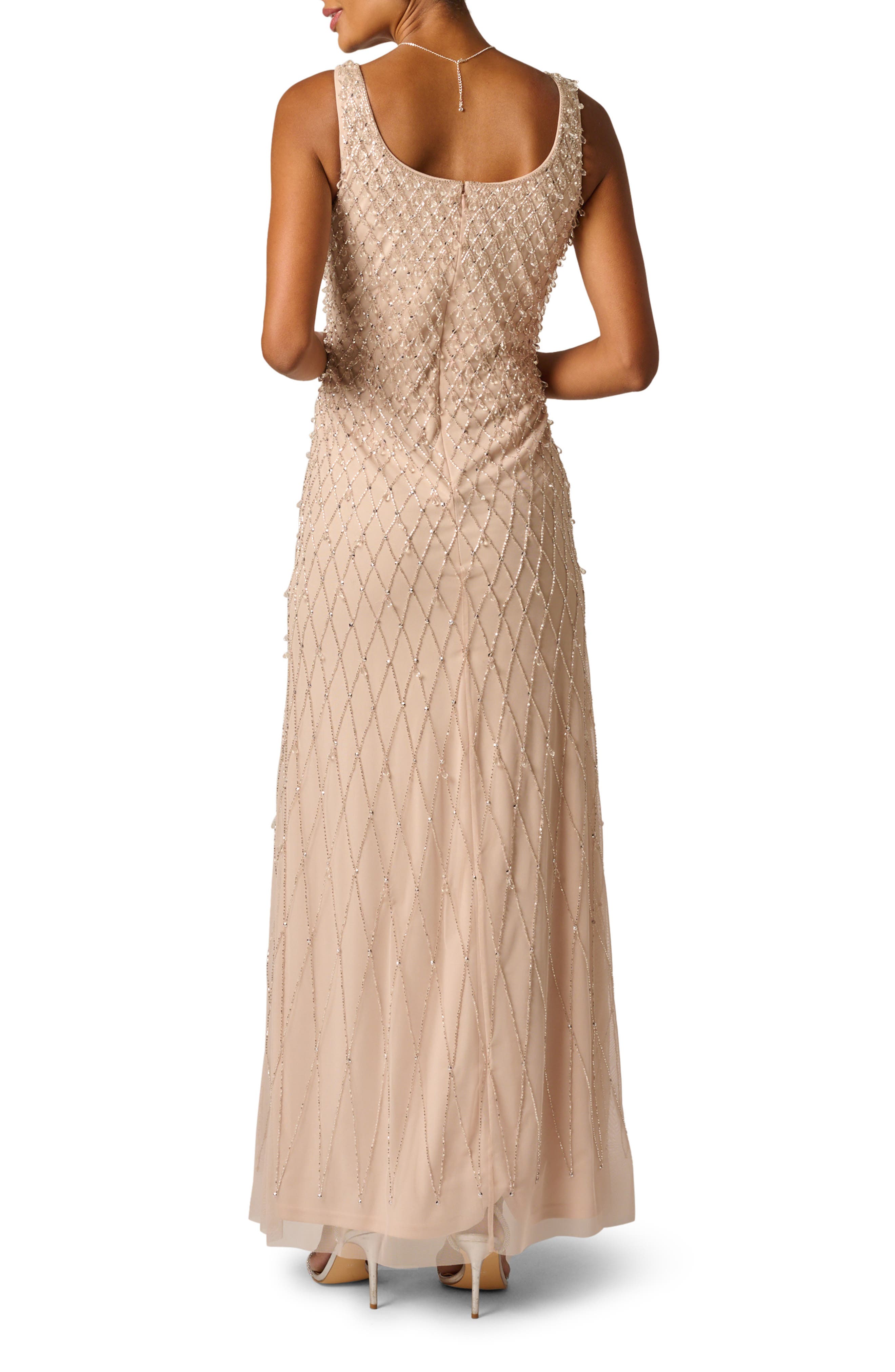 Beaded Mesh Evening Gown - image 2