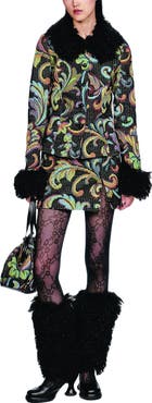Anna Sui Tapestry Faux Fur Jacket